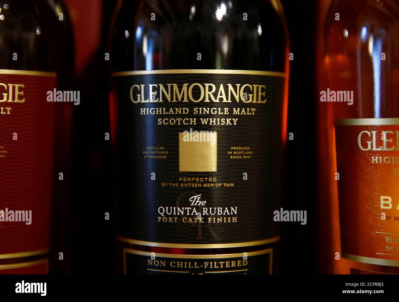 Bottles of single malt scotch whisky Glenmorangie, part of Glenmorangie