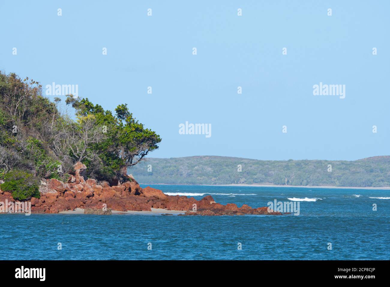 Scenic view of the coastline at Daliwuy Bay (Binydjarrnga), East Arnhem Land, Northern Territory, NT, Australia Stock Photo