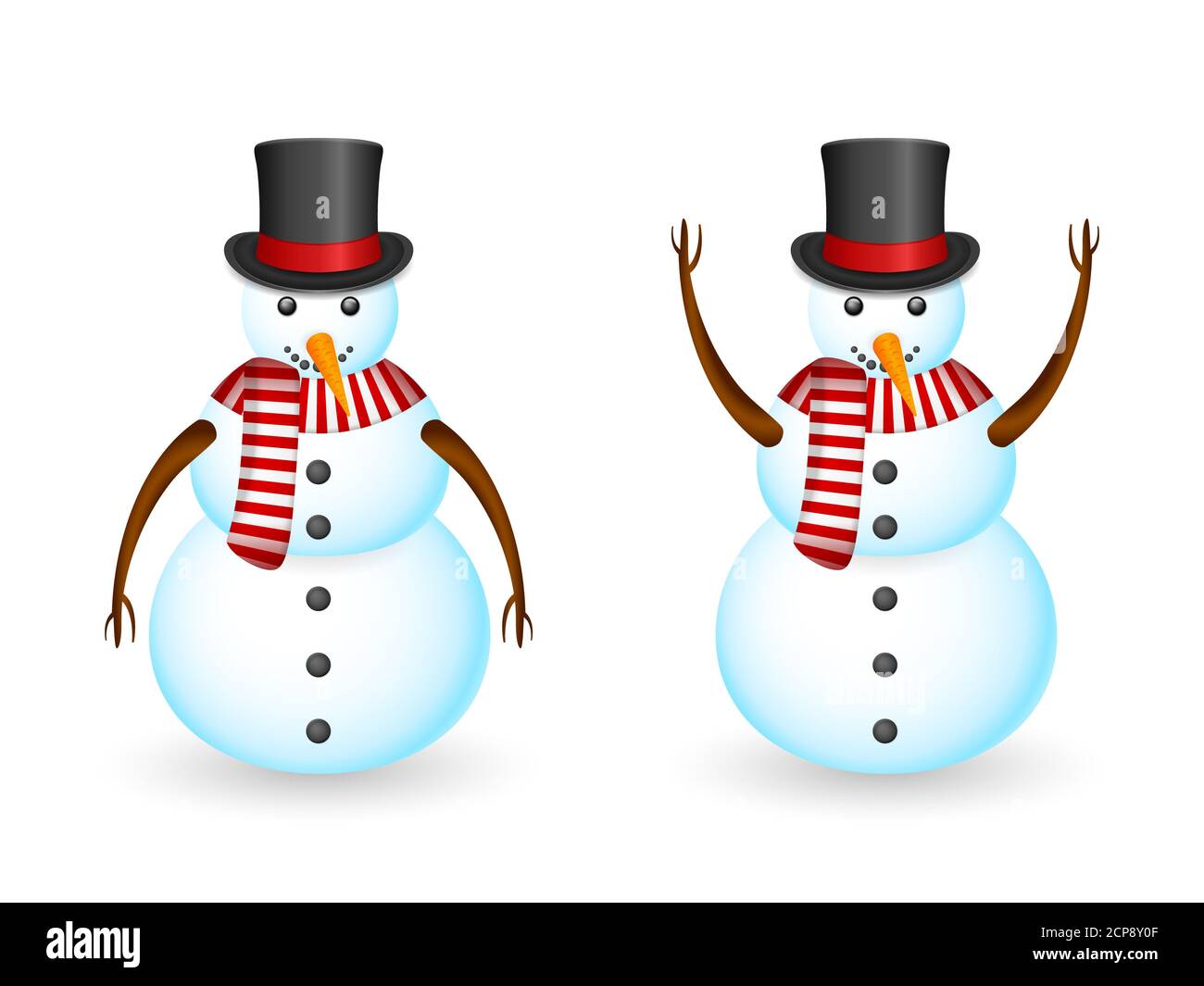 Snowman set on a white background. Vector illustration Stock Photo - Alamy