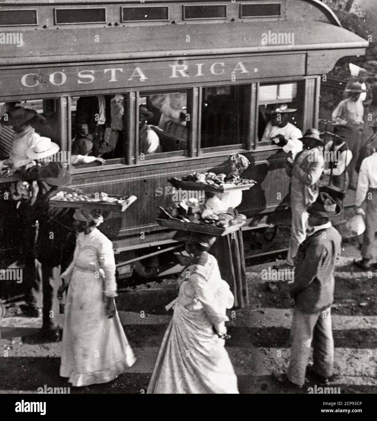 A typical passenger train of Costa Rica, Central America, circa 1904 Stock Photo