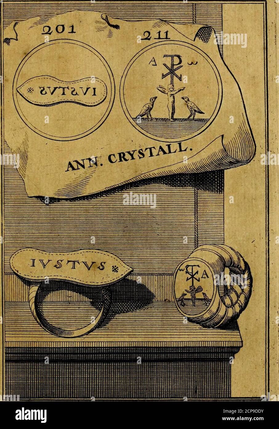 . Dactyliothecae, seu Annulorum sigillarium quorum priscos tam Graecos quam Romanos usus, ex ferro, aere, argento & auro promptuarii ... Collectis aliunde & ineditis & editis annulorum figuris auctior; . Stock Photo
