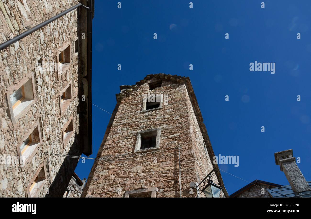 the town of Casso, sadly known for the Vajont disaster of October 1963 Stock Photo