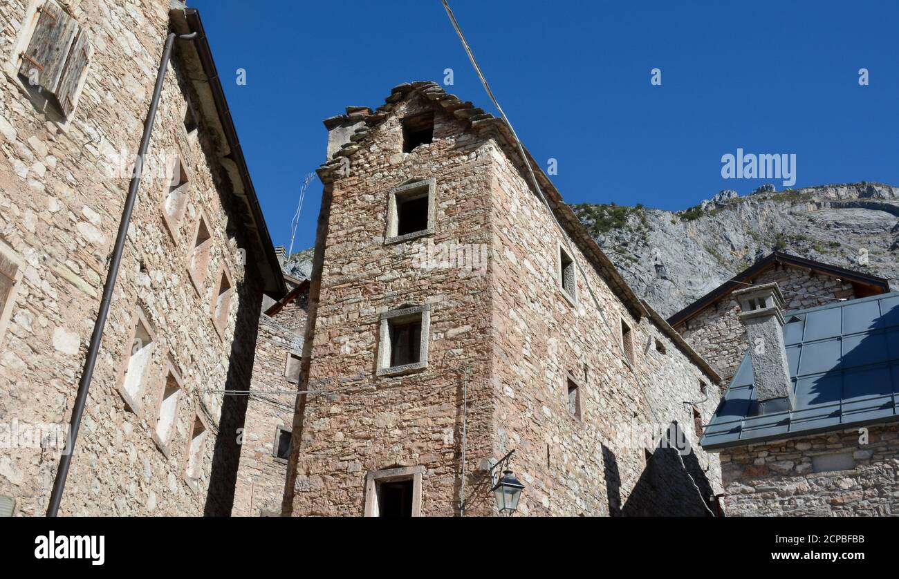 the town of Casso, sadly known for the Vajont disaster of October 1963 Stock Photo