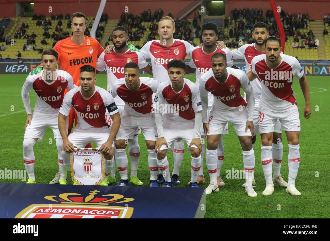 Soccer Football Champions League Group Stage Group A As Monaco V Club Brugge Stade Louis Ii Monaco November 6 2018 As Monaco Players Pose For A