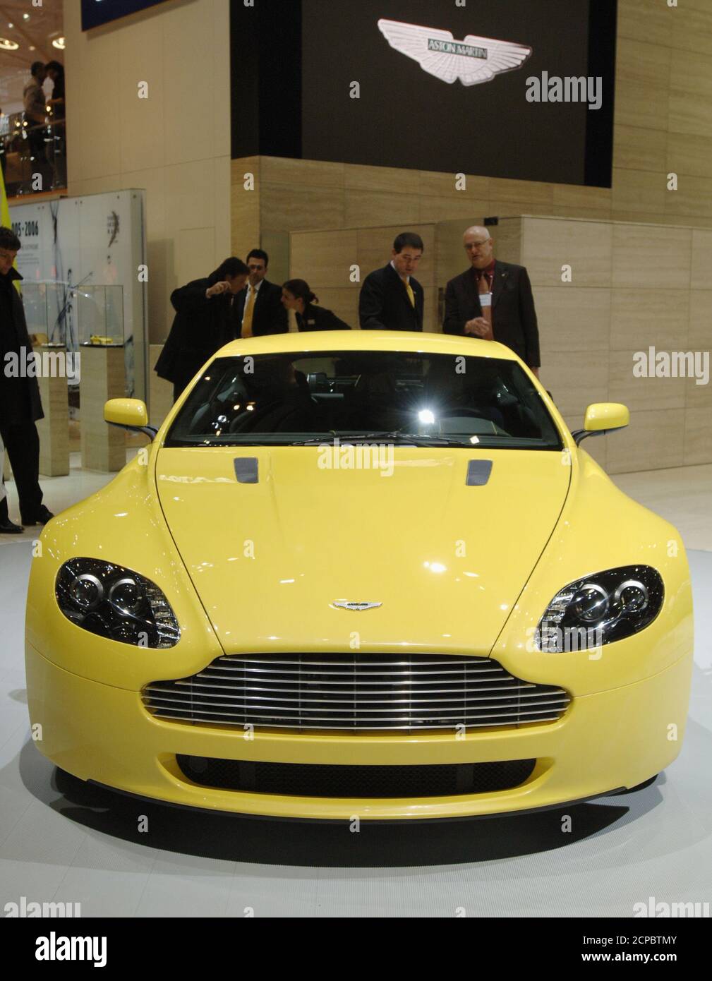 The Aston Martin V8 Vantage is on display at the 75th Geneva motor Show in  Geneva, Switzerland, March 2, 2005. The car's V8 is an all new 380 bhp, 4.3  litre, low