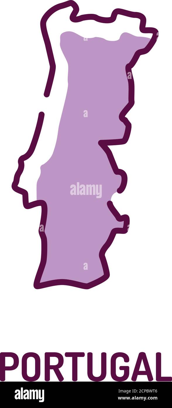 Portugal map color line icon. Border of the country. Pictogram for web page, mobile app, promo. UI UX GUI design element. Editable stroke. Stock Vector