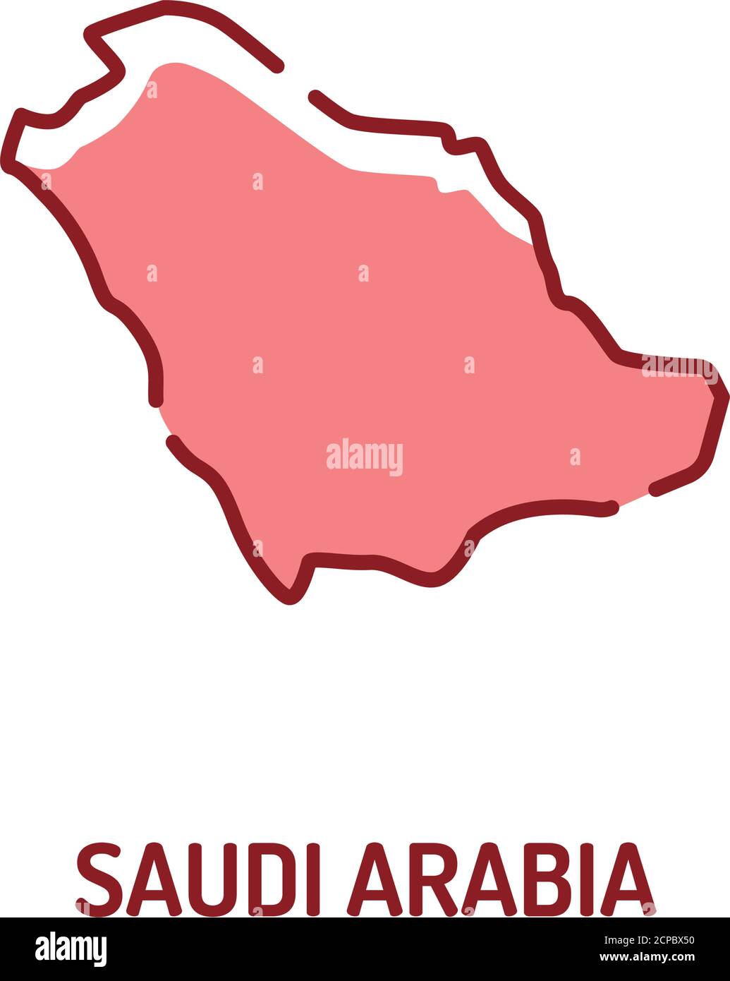 Saudi Arabia map color line icon. Border of the country. Pictogram for web page, mobile app, promo. UI UX GUI design element. Editable stroke. Stock Vector