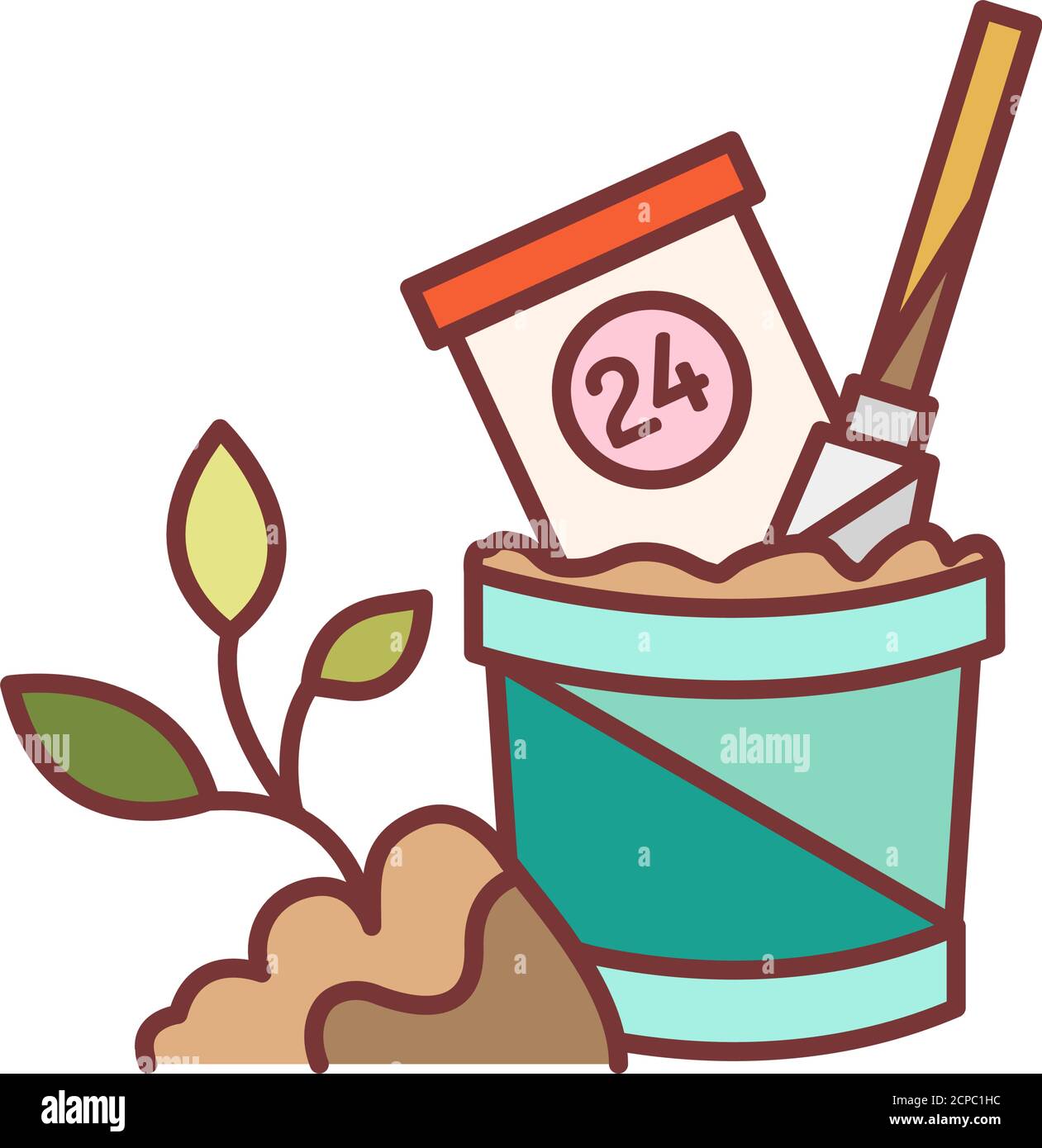 Timely Repotting color line icon. Transplanting plants at certain times ...