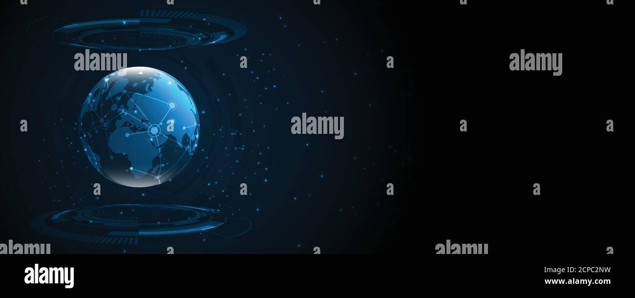 Global network connection World map abstract technology background ...