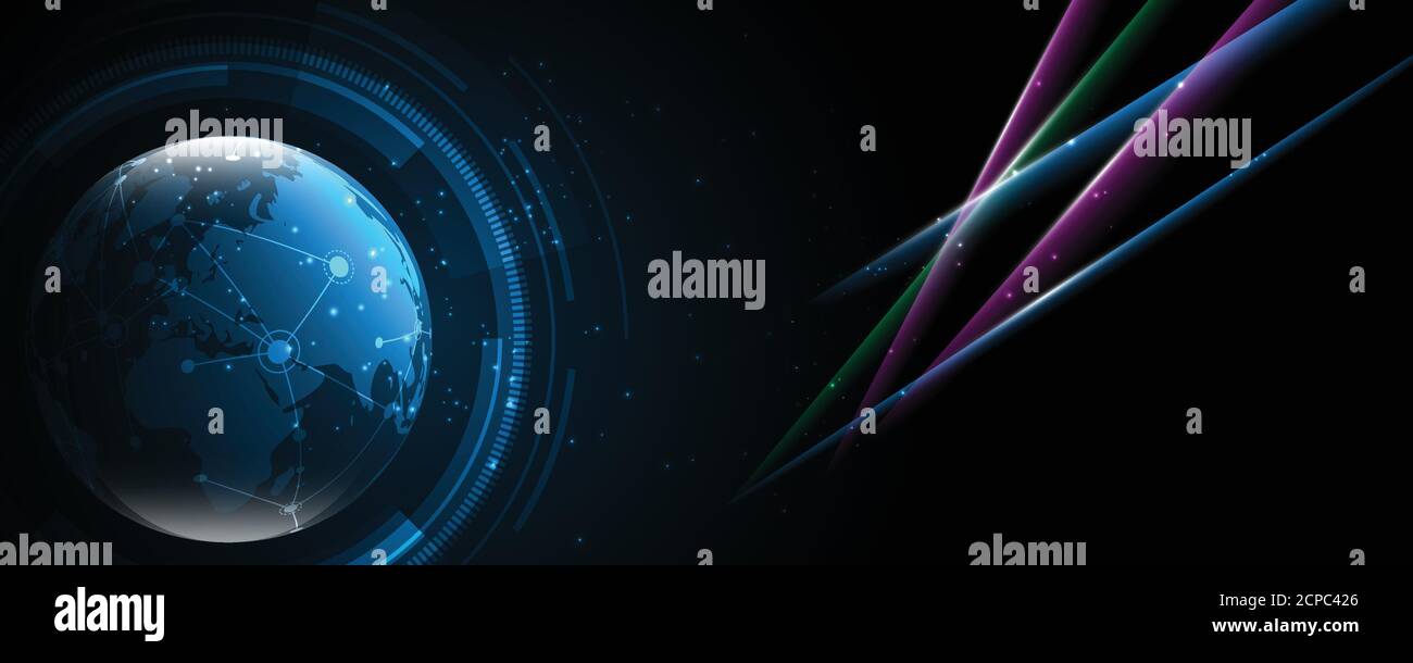 Global network connection World map abstract technology background ...