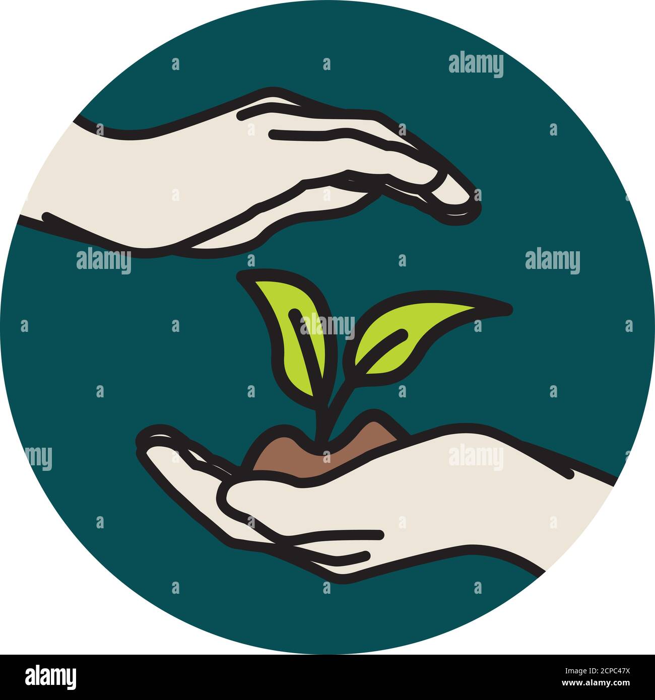 Protective cupping hands from above and below Stock Vector