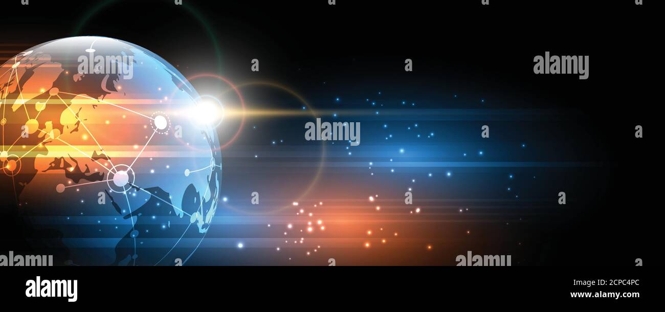 Global network connection World map abstract technology background ...