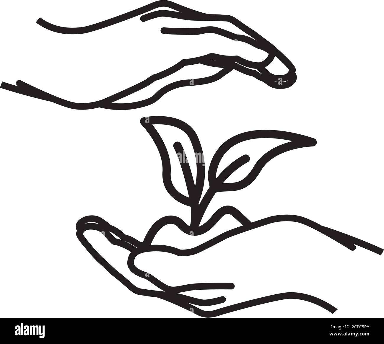 Protective cupping hands from above and below Stock Vector