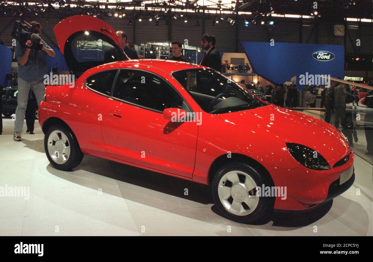 This Ford "Puma" sports coupe based on the Fiesta platform is on show at  the World Presentation at the Geneva International Motor Show March 5. The  Ford "Puma" sportcoupe has a length