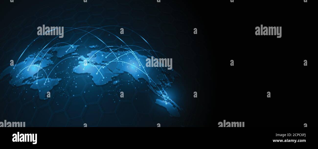 Global network connection World map abstract technology background ...