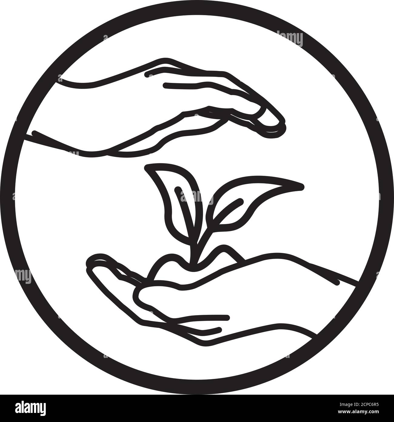 Protective cupping hands from above and below Stock Vector