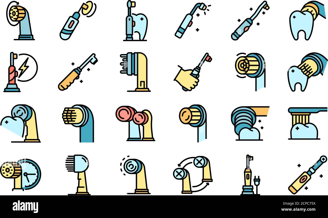 Electric toothbrush icons set vector flat Stock Vector Image & Art - Alamy