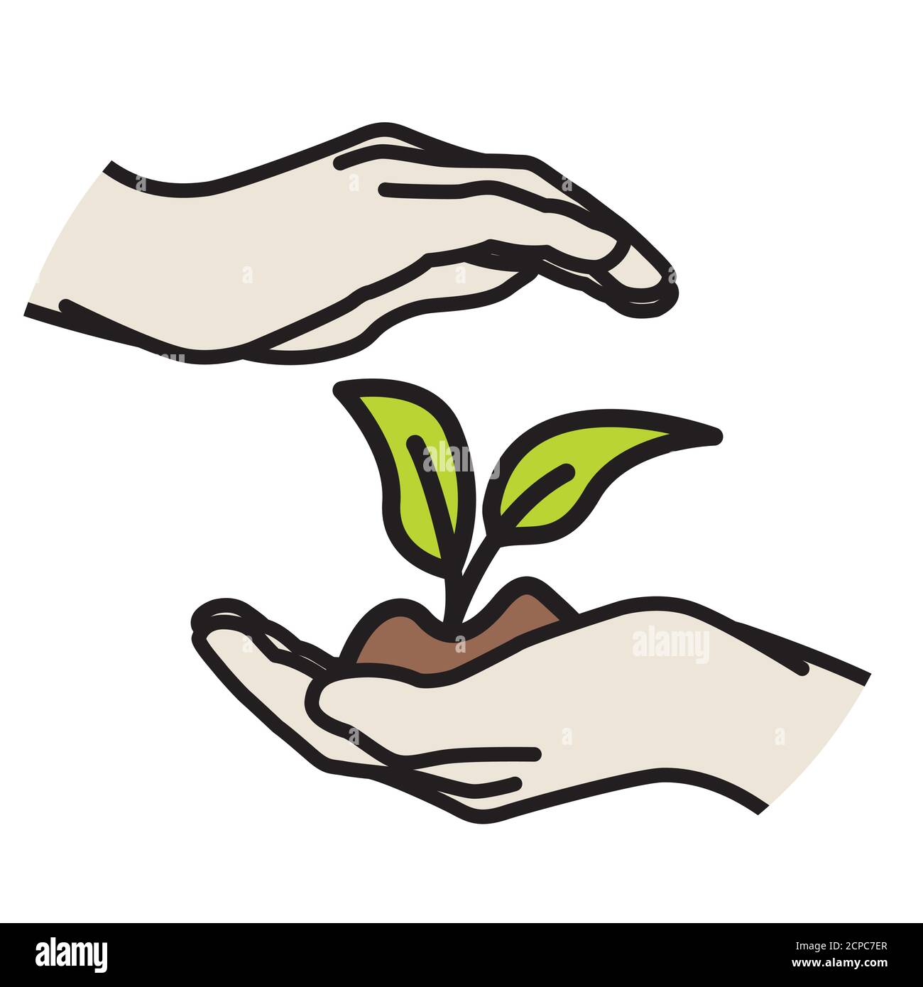 Protective cupping hands from above and below Stock Vector