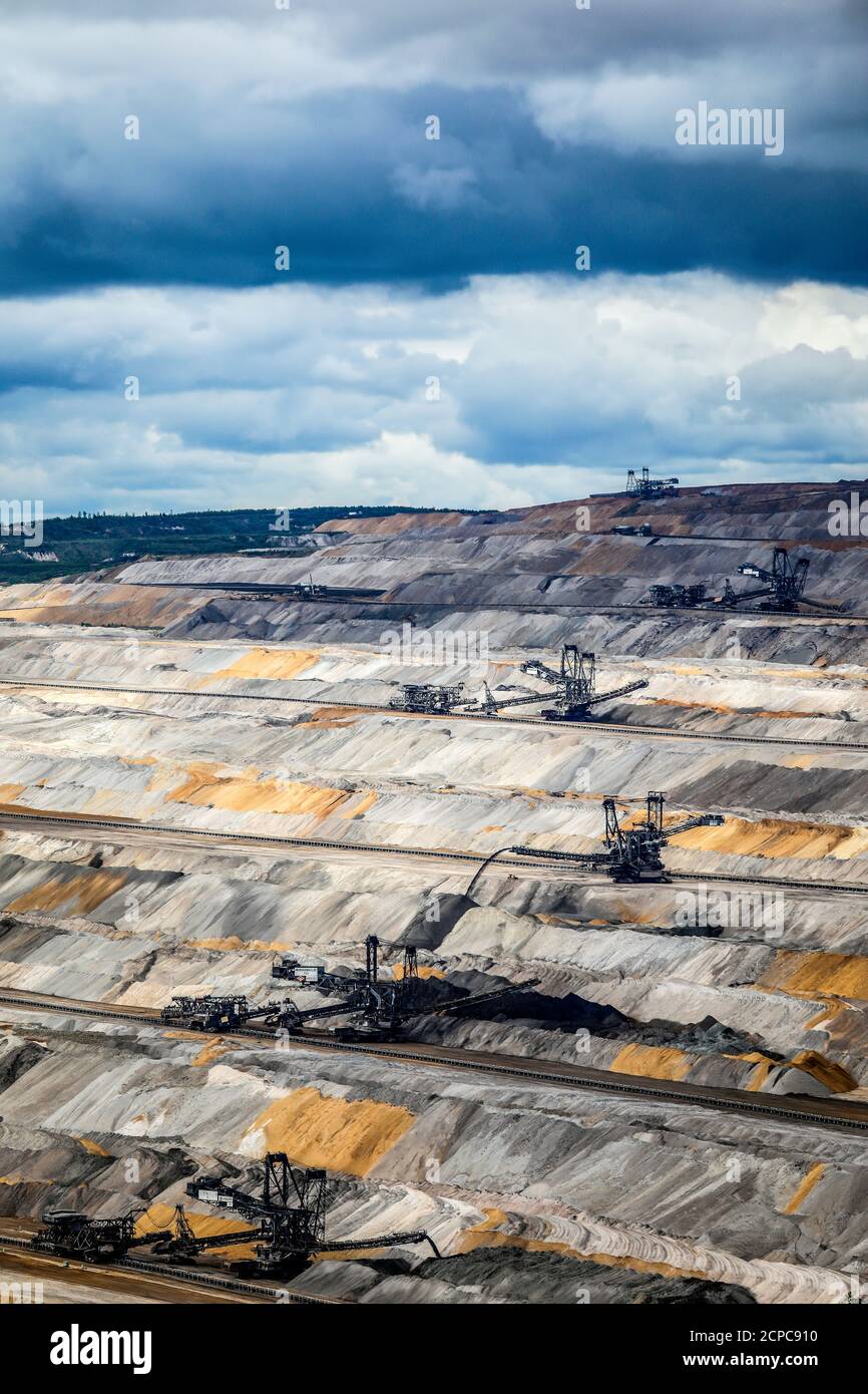 RWE brown coal opencast mine Hambach, Elsdorf, North Rhine-Westphalia, Germany Stock Photo