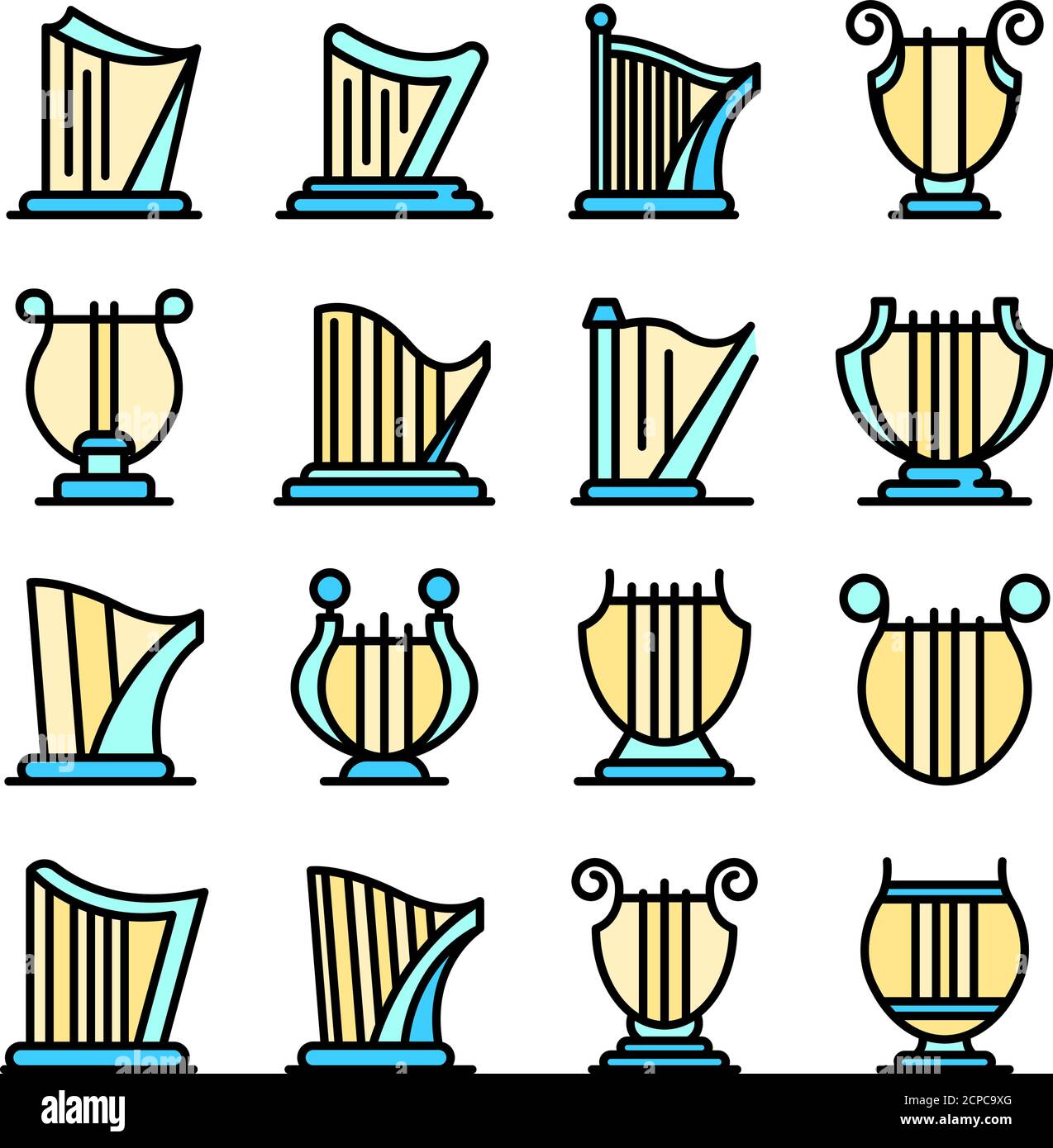 Harp icons set vector flat Stock Vector Image & Art - Alamy