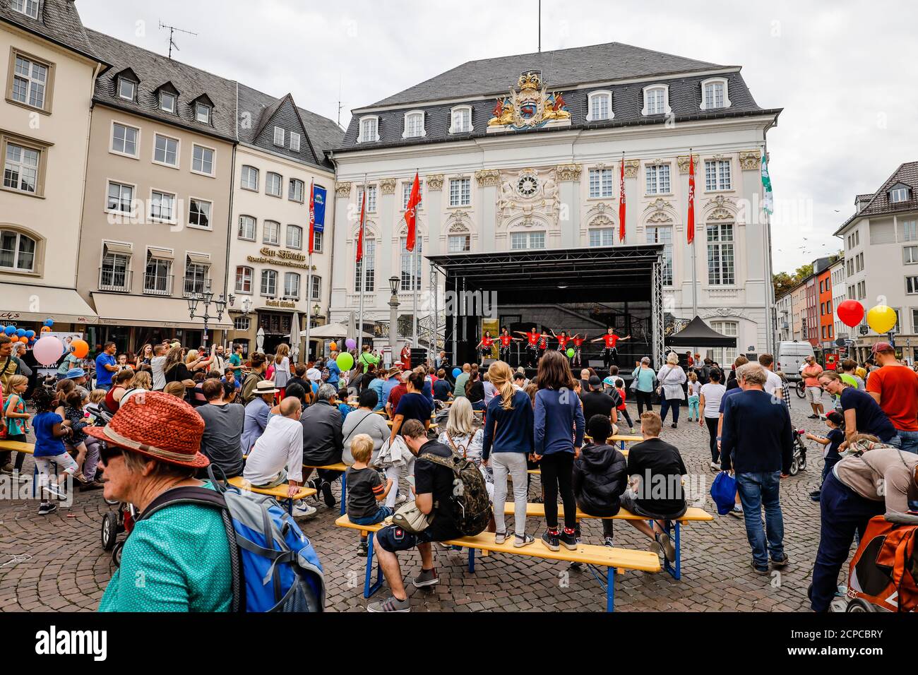 Bonn, North RhineWestphalia, Germany Street festival with stage