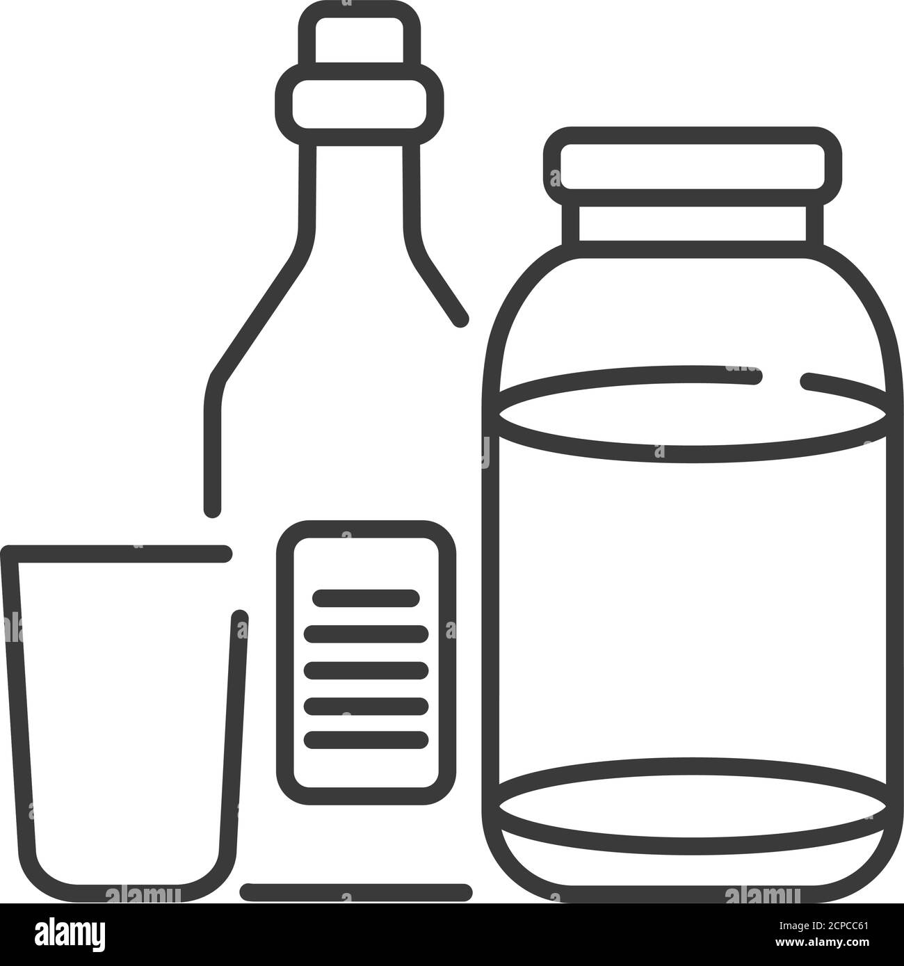 Recyclable glass tools line black icon. Kitchenware pictograms bottle