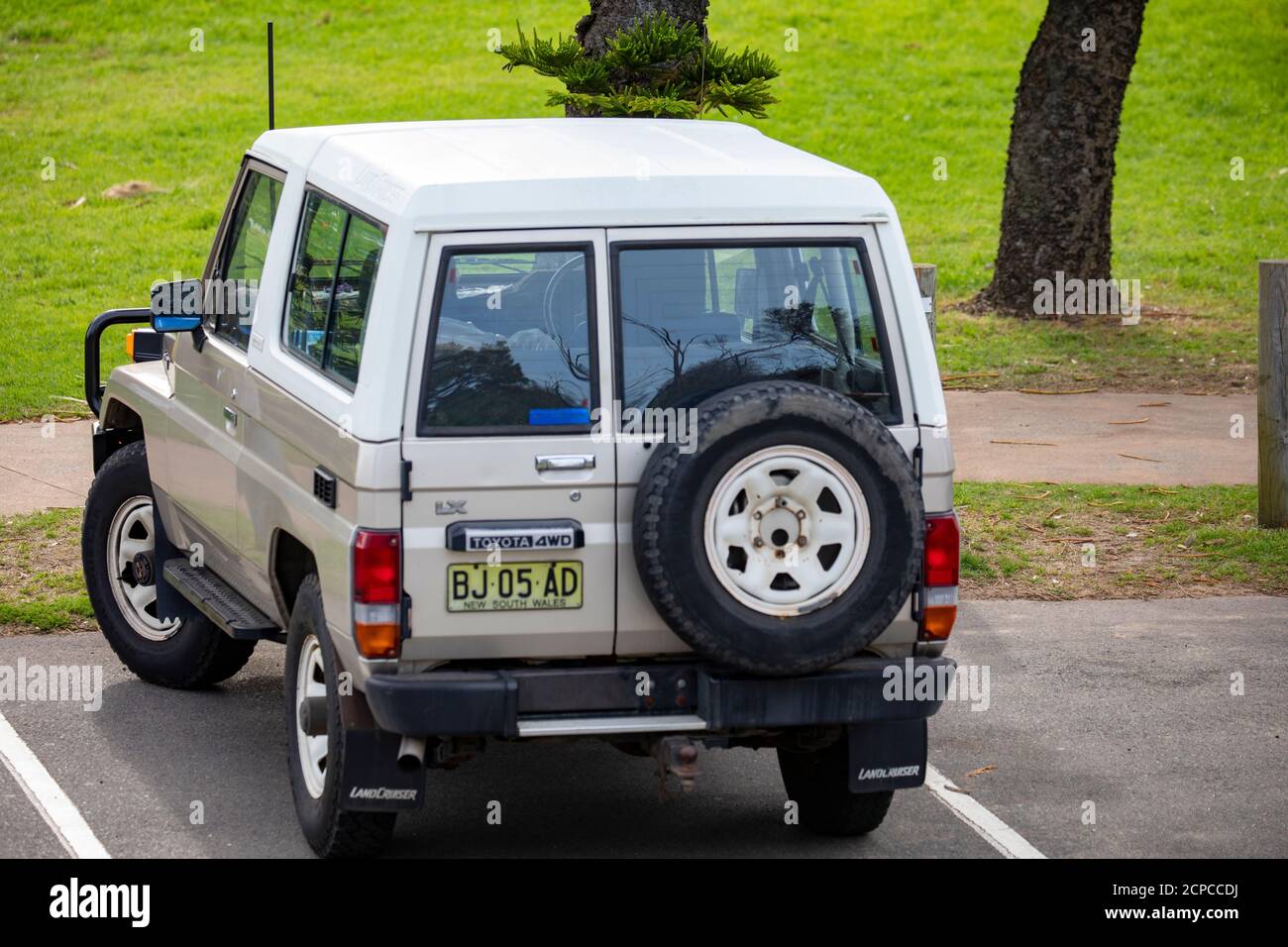 Classic Toyota landcruiser in Sydney rear view,NSW,Australia Stock Photo