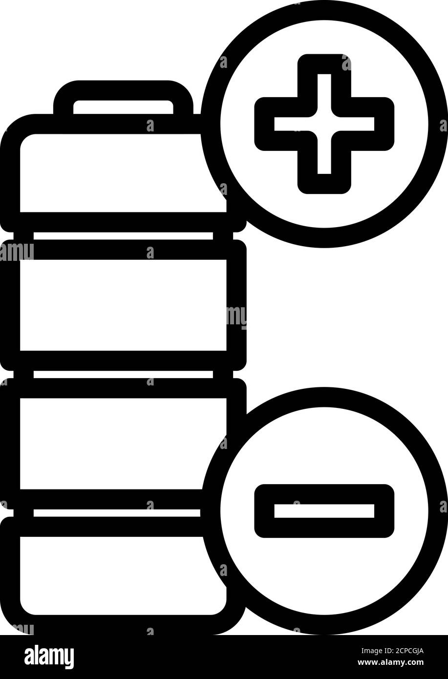 Plus minus battery icon, outline style Stock Vector Image & Art - Alamy