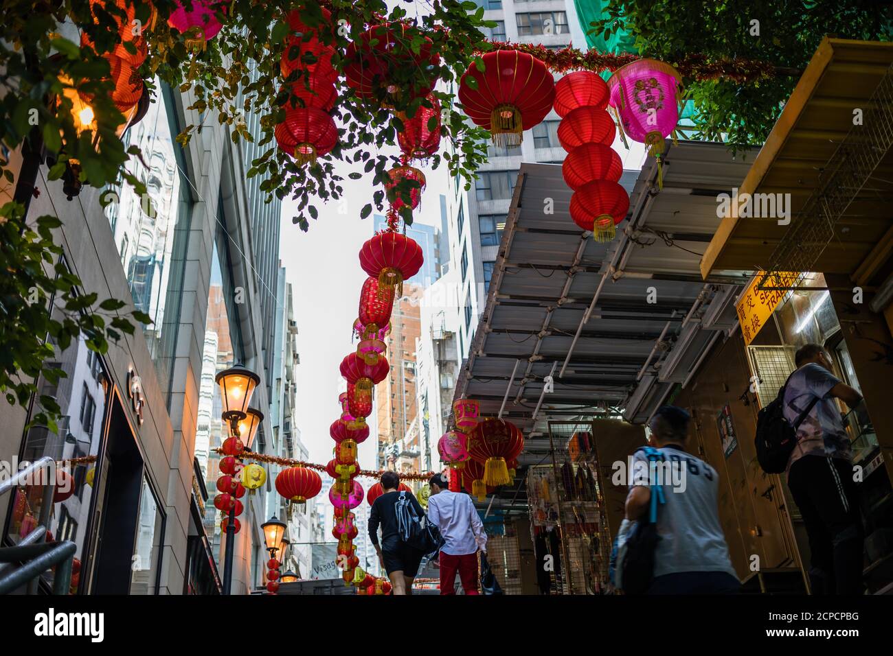 Pottinger Street with lampignons, Central Hong