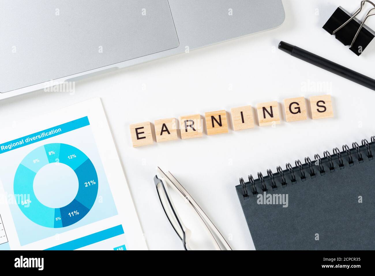 Earnings management concept with letters Stock Photo