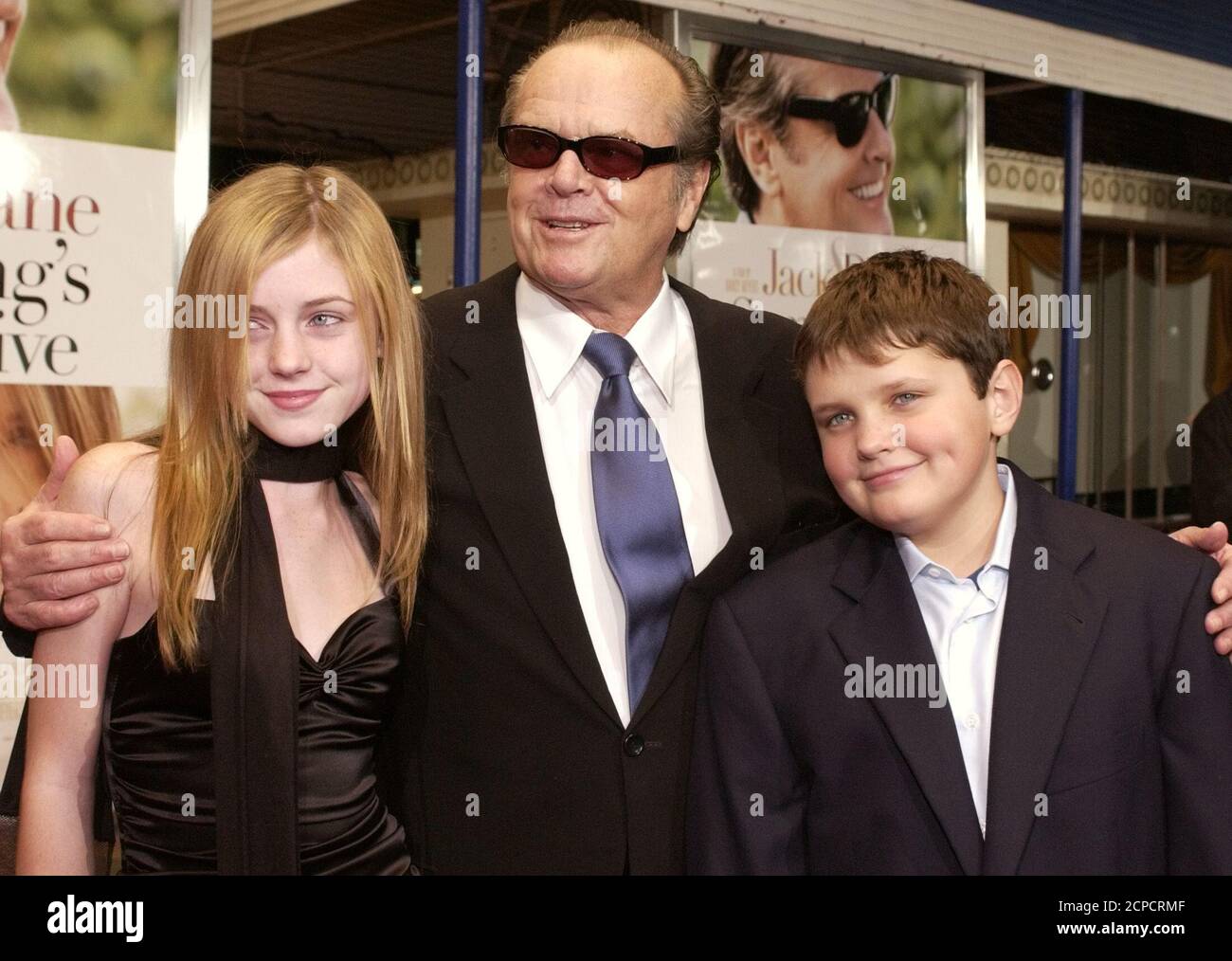 Actor Jack Nicholson (C) arrives at the Los Angeles premiere of his movie, 'Something's Gotta Give,' with his children Lorraine (L) and Raymond, December 8, 2003. The film opens in the U.S. on December 12, 2003. REUTERS/Lucy Nicholson    PP03120017  LN/HB Stock Photo