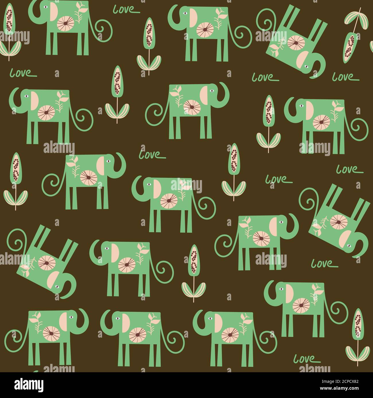 Elephant seamless pattern in vector. It is located in swatch menu. Stock Vector