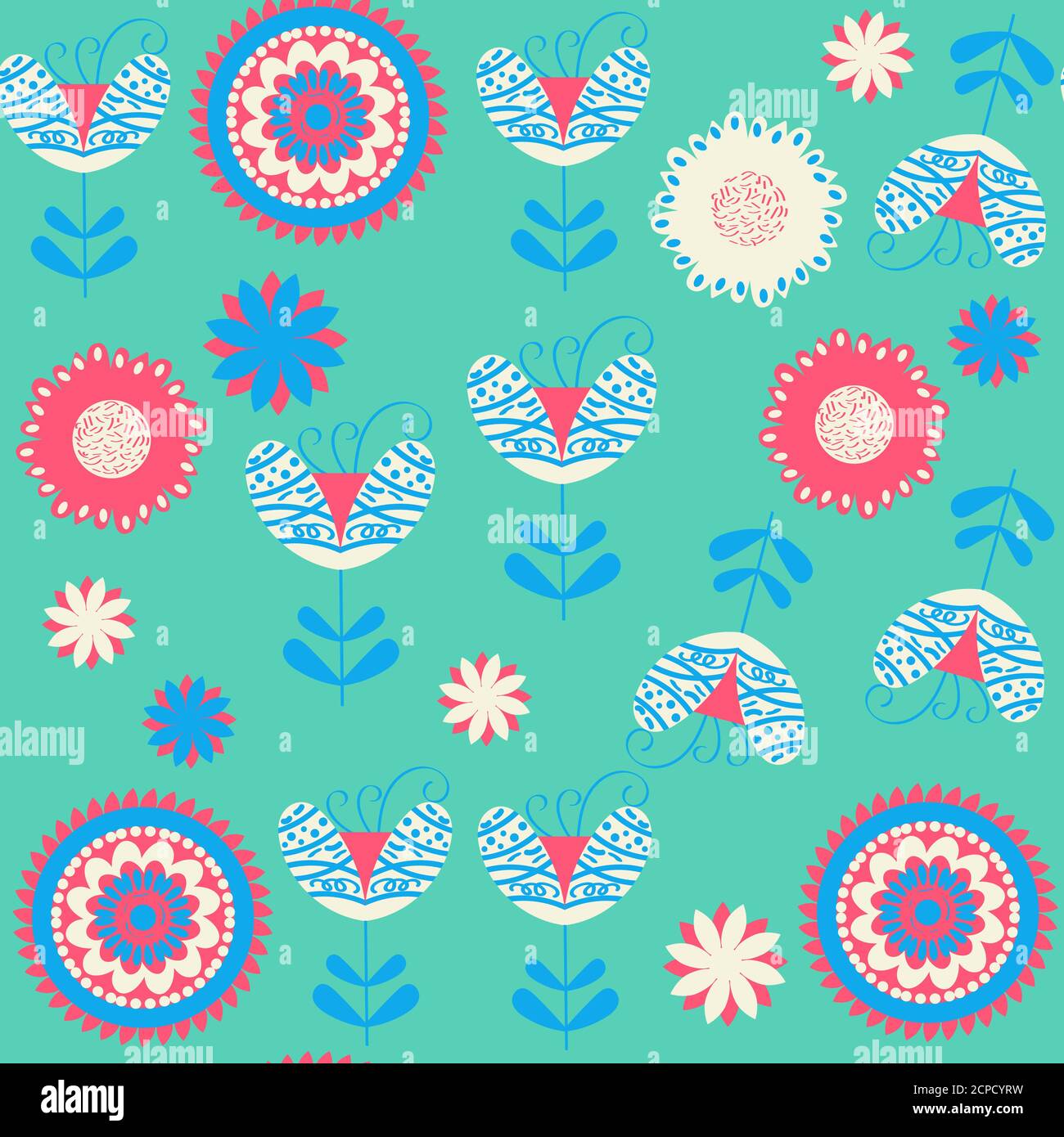 Abstract floral fantasy seamless pattern. It is located in swatch menu, vector image Stock Vector