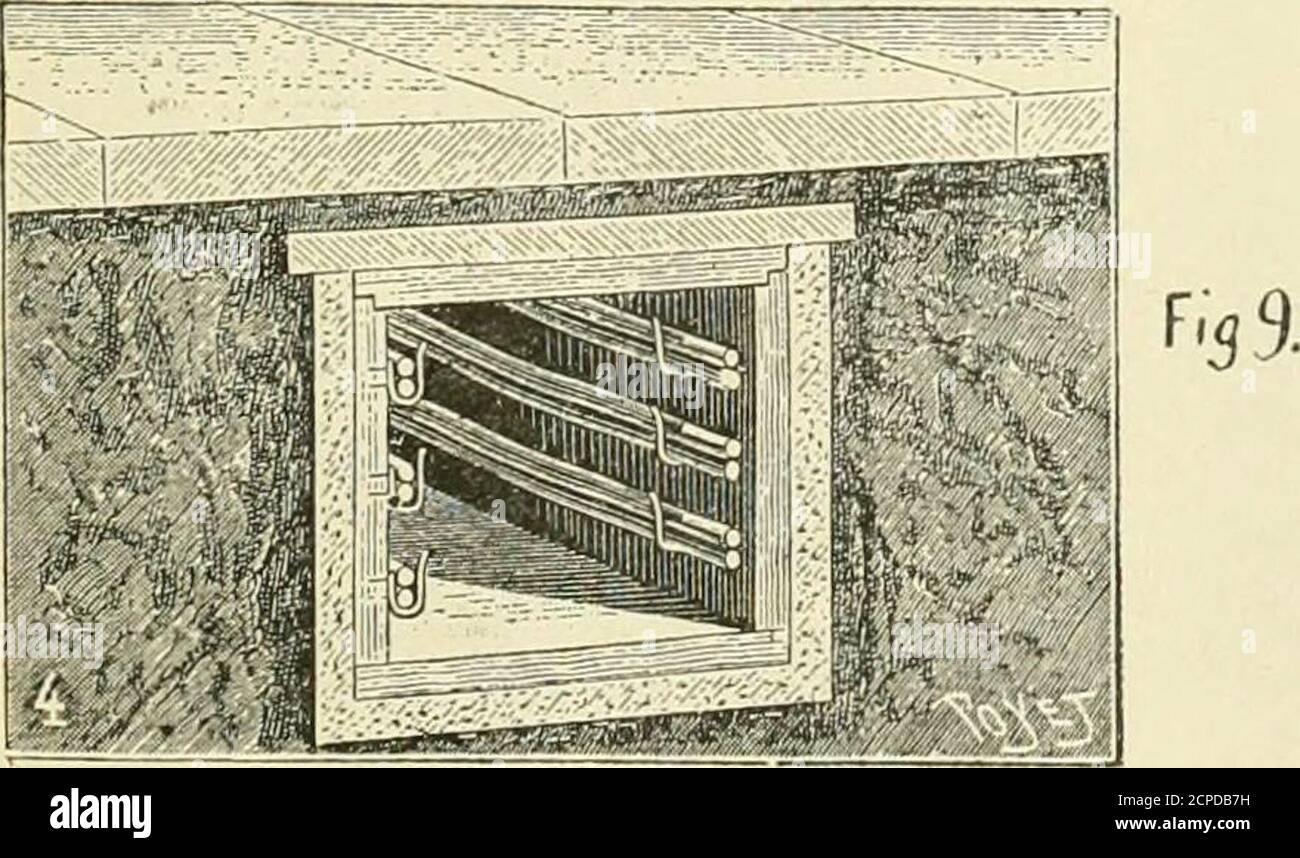 The railroad and engineering journal . f;^.8.. the City Government has  given the Company only a verycontracted space, use has been made of square  conduits ofpottery, in which the insulators are