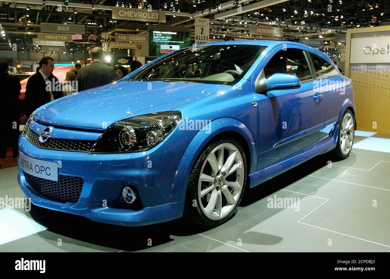 The Opel Astra OPC is on display as a first world presentation at the 75th  Geneva motor show in Geneva, Switzerland, March 1, 2005. With its 176  kW/240 hp 2.0-litre turbo gasoline