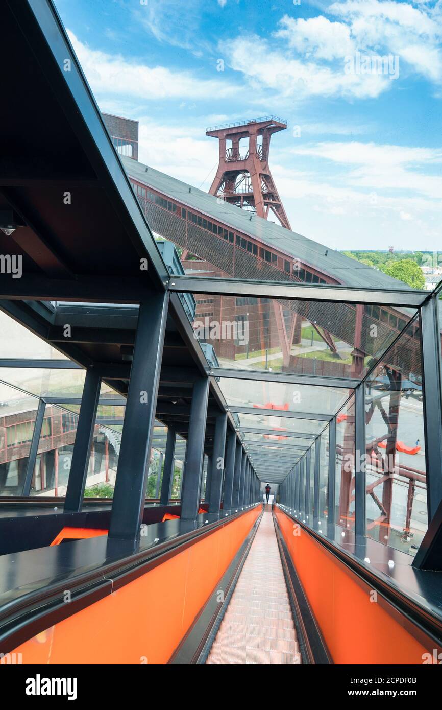 Essen, Zeche Zollverein, UNESCO World Heritage, escalator to the Ruhr Museum Stock Photo