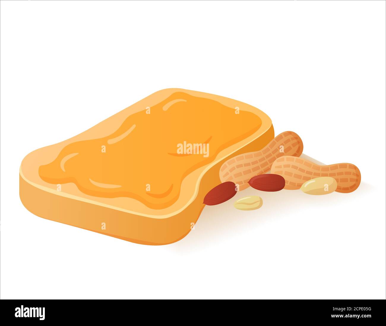 Sandwich with peanut butter on bread. Fried toast. Stock Vector