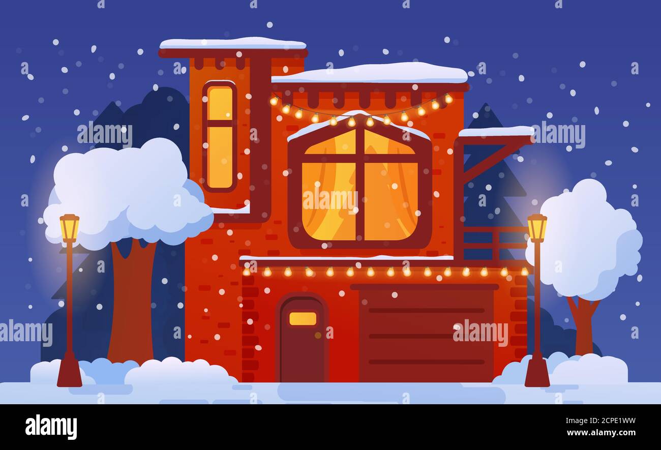 Christmas lights house exterior Stock Vector Images - Alamy