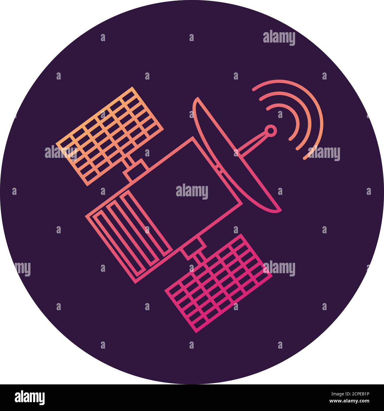 Satellite communication. Wireless technology cartoon flat