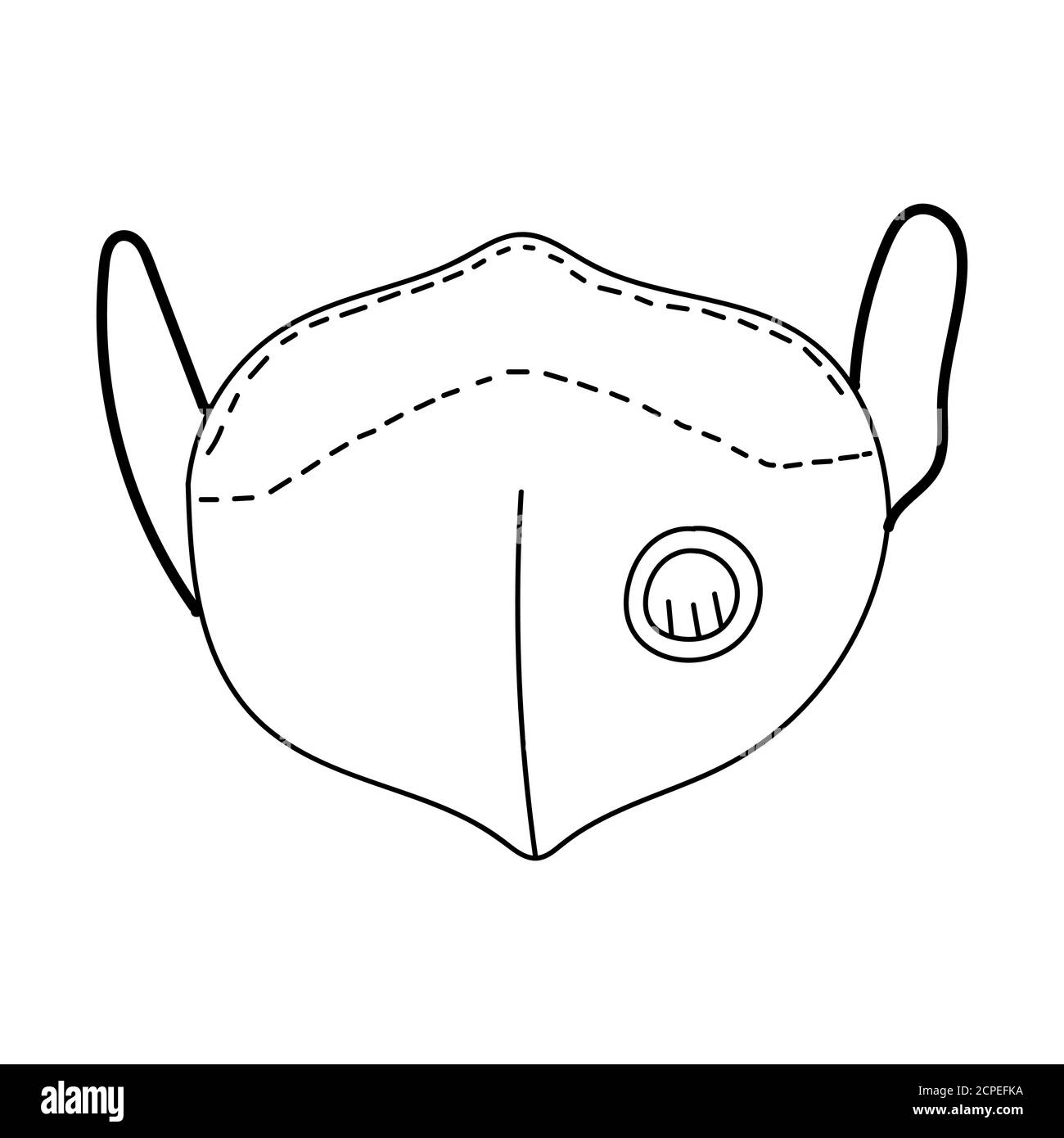 Hand drawn face mask. Simple doodle vector with medical respirator. Isolated on white background. Stock Vector