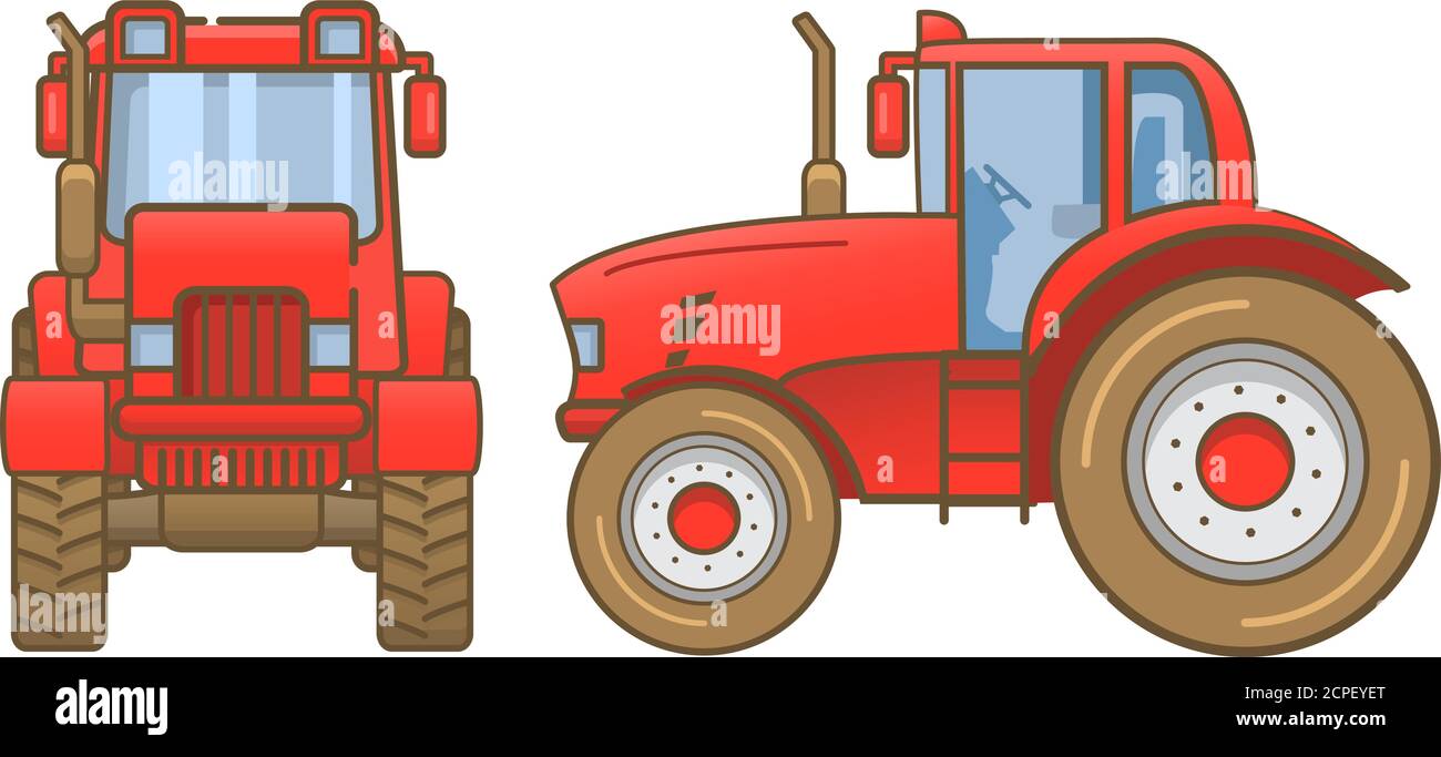 Tractor farm .Heavy agricultural vehicles machinery for field work of harvesting. Stock Vector