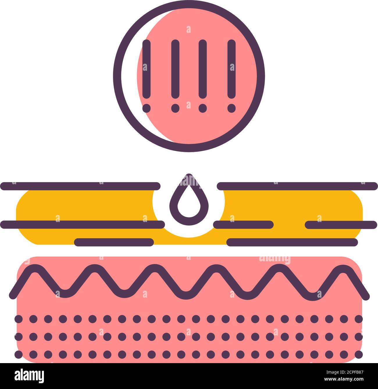 Skin layer with an black dots line color icon. Skin rash