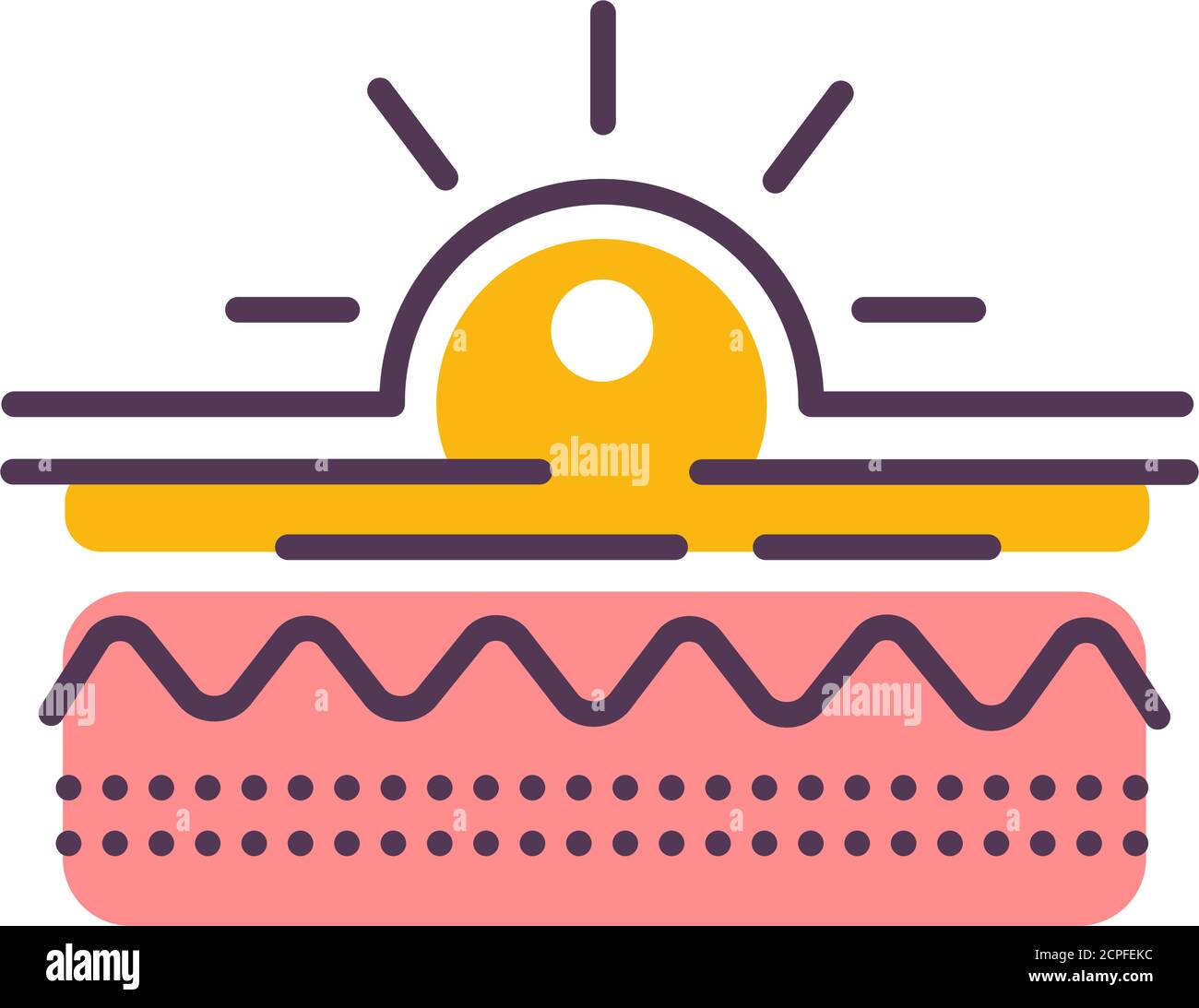 Skin layer with an inflamed acne line color icon. Skin rash ...