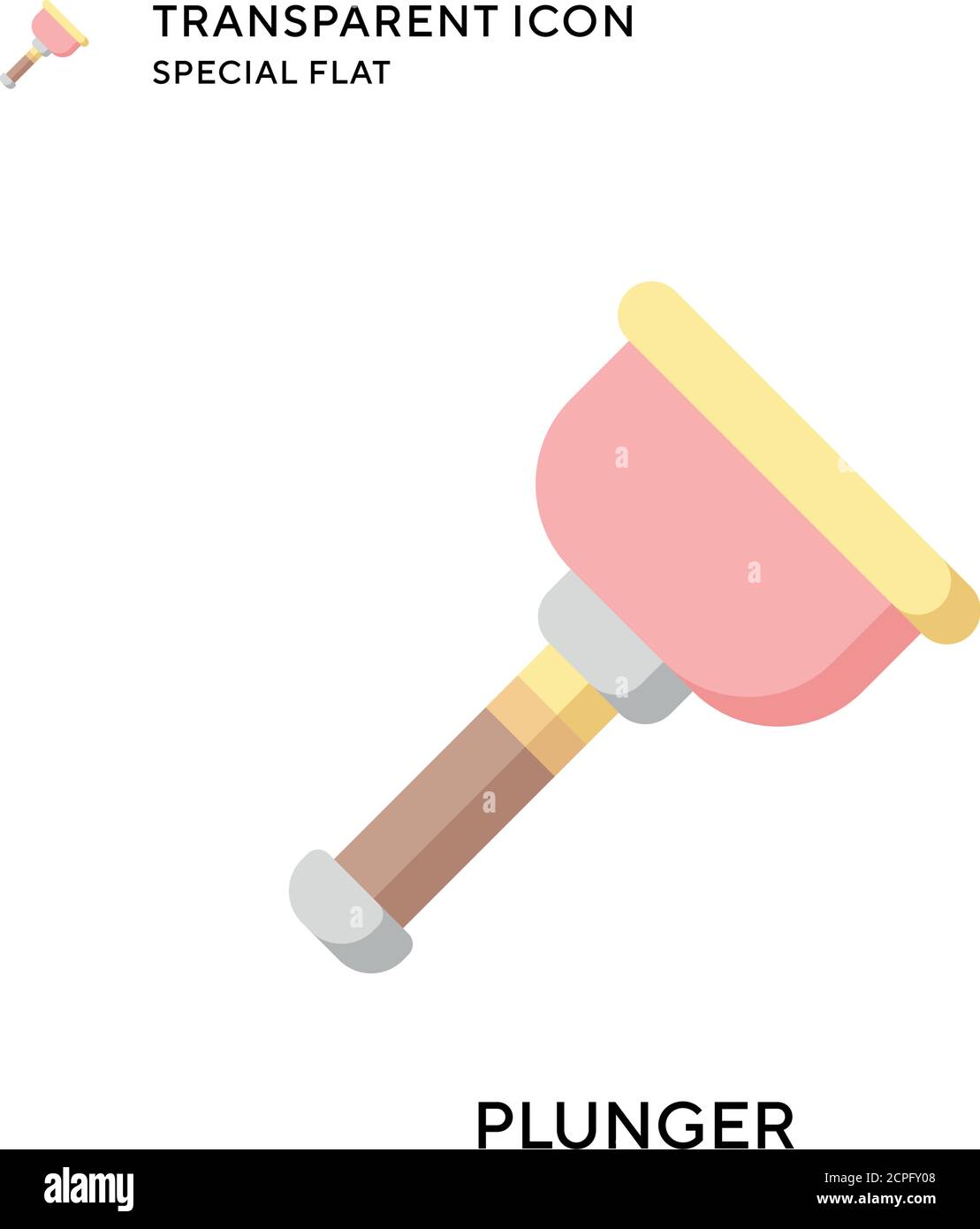 Plunger vector icon. Flat style illustration. EPS 10 vector. Stock Vector