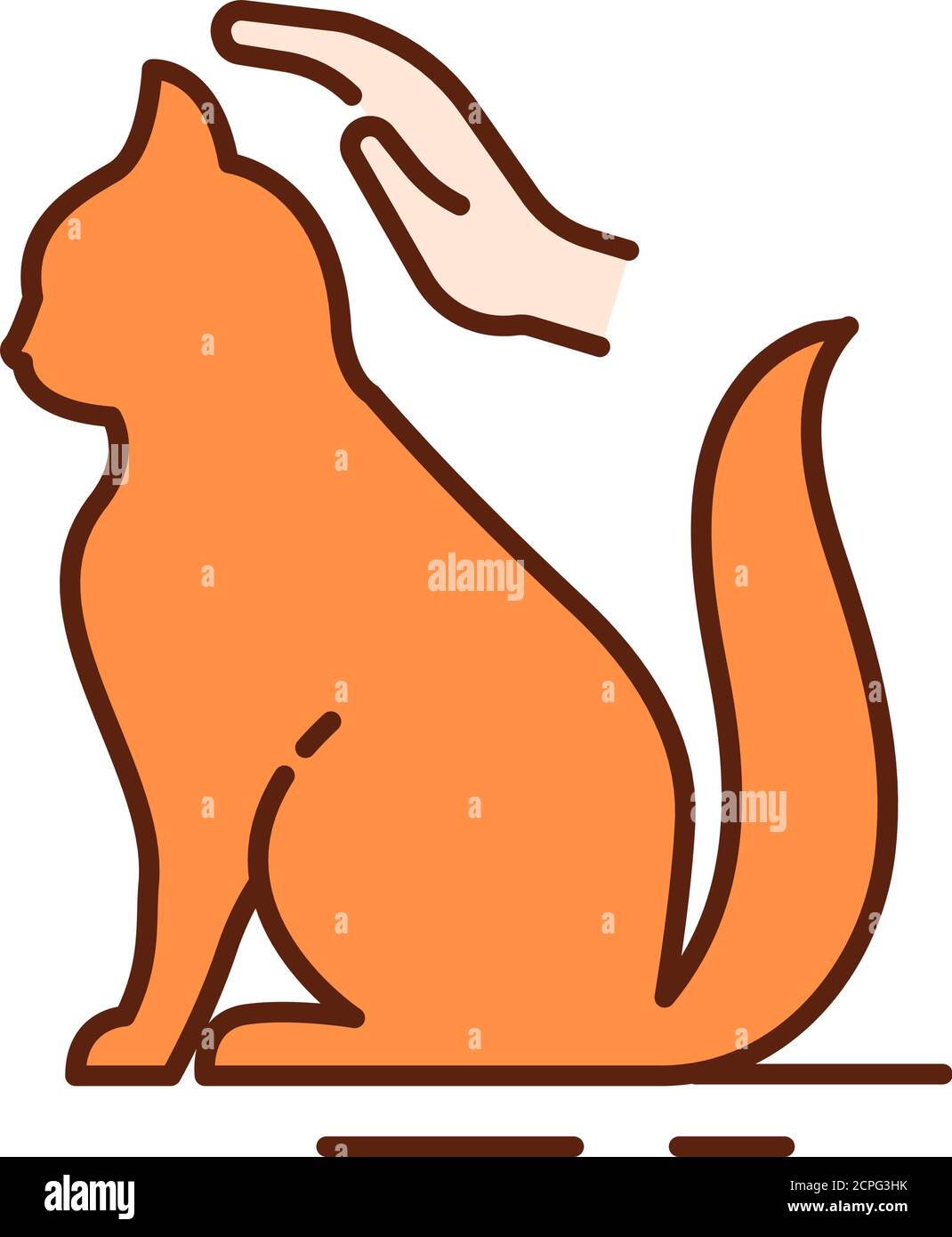 Happy Cat Sitting Color Line Icon Pictogram Web Page Mobile Stock