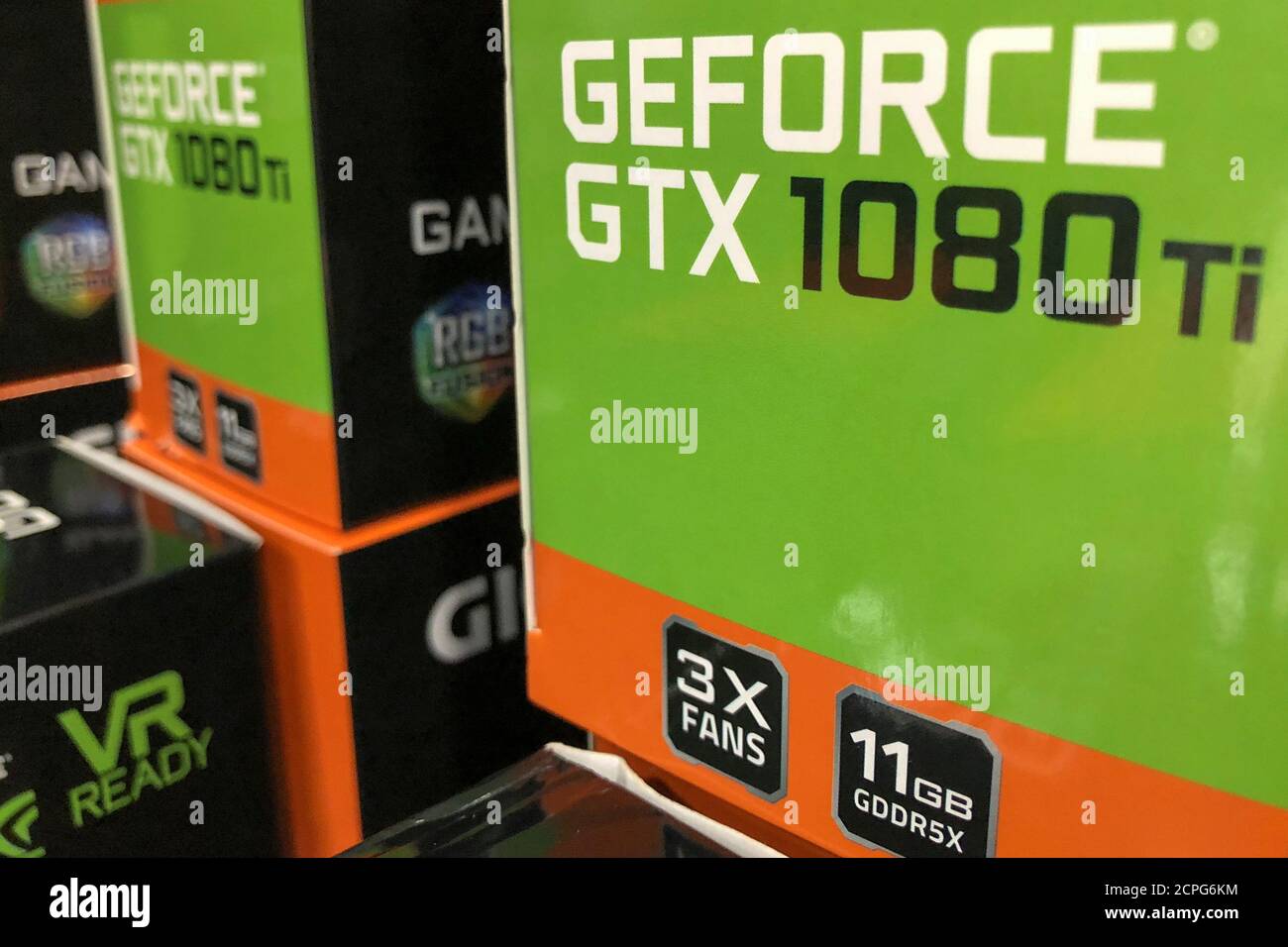 NVIDIA computer graphic cards are shown for sale at a retail store in San Marcos, California, U