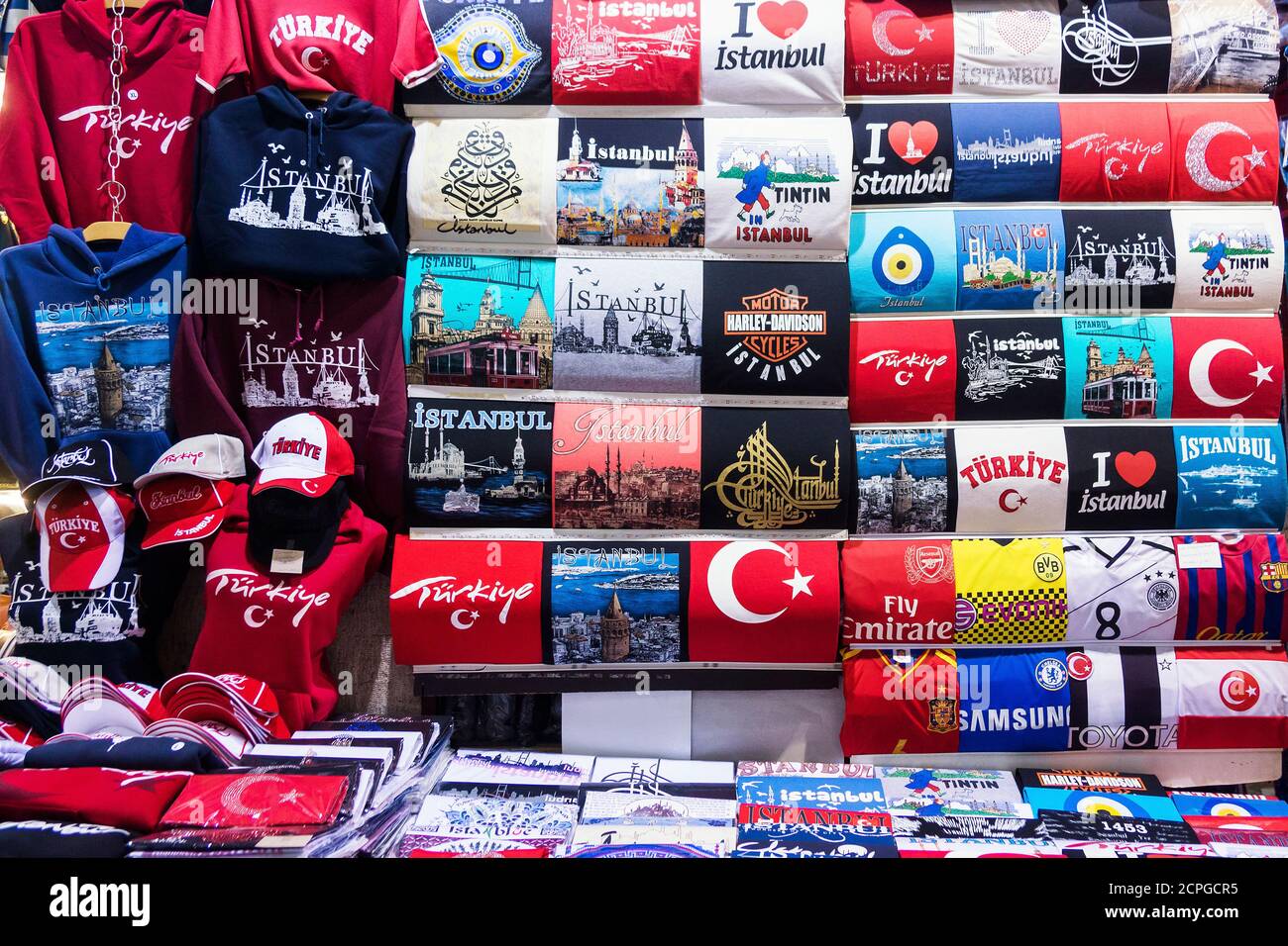 Turkey, Istanbul, Grand Bazaar, souvenirs, t-shirts Stock Photo - Alamy