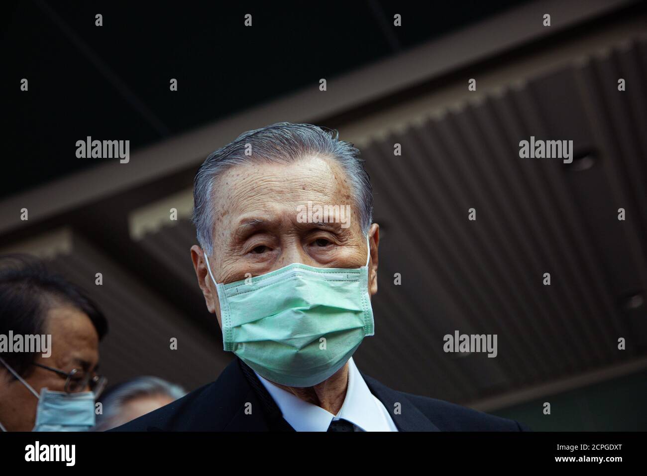 Taipei, Taiwan. 19th Sep, 2020. Japanese former Prime Minister, Yoshiro Mori looks on while wearing a face mask during the press conference.Japanese former PM Yoshiro Mori answers questions from journalists at Taipei Songshan Airport before leaving Taiwan. Credit: SOPA Images Limited/Alamy Live News Stock Photo