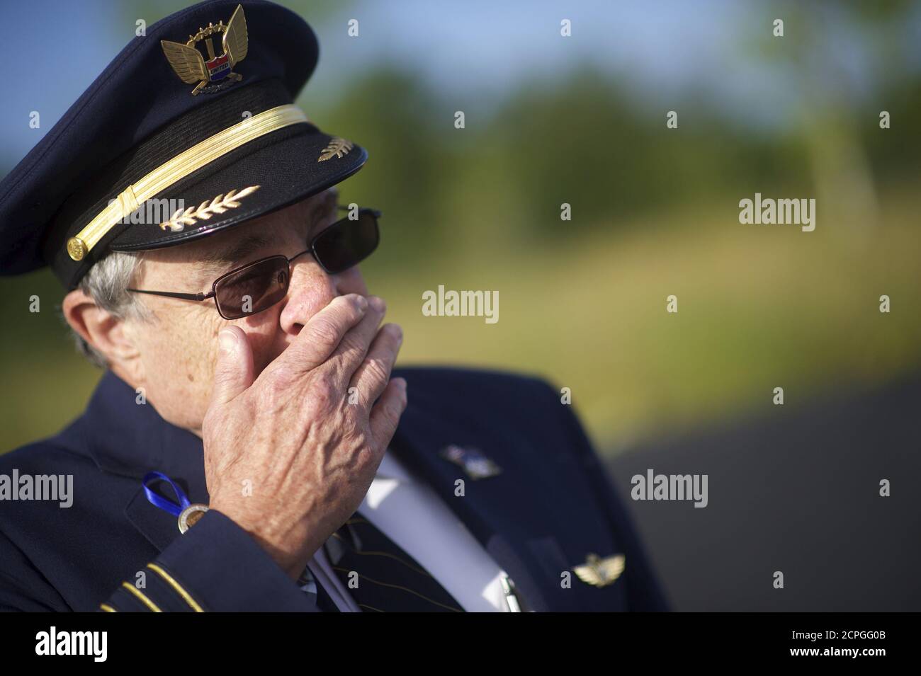 REFILE - CORRECTING NAME OF SUBJECTRetired United Airlines Captain Morrie Wiener, who retired on September 1, 2011 and had been scheduled to pilot Flight 93, and worked with many of the airline staff that died, visits the Flight 93 National Memorial, which officially opened yesterday in Shanksville, Pennsylvania September 11, 2015. Relatives gathered to commemorate nearly 3,000 people killed in the Sept. 11 attacks in New York, Pennsylvania and outside Washington 14 years ago, when airliners hijacked by al Qaeda militants brought death, mayhem and destruction. REUTERS/Mark Makela Stock Photo