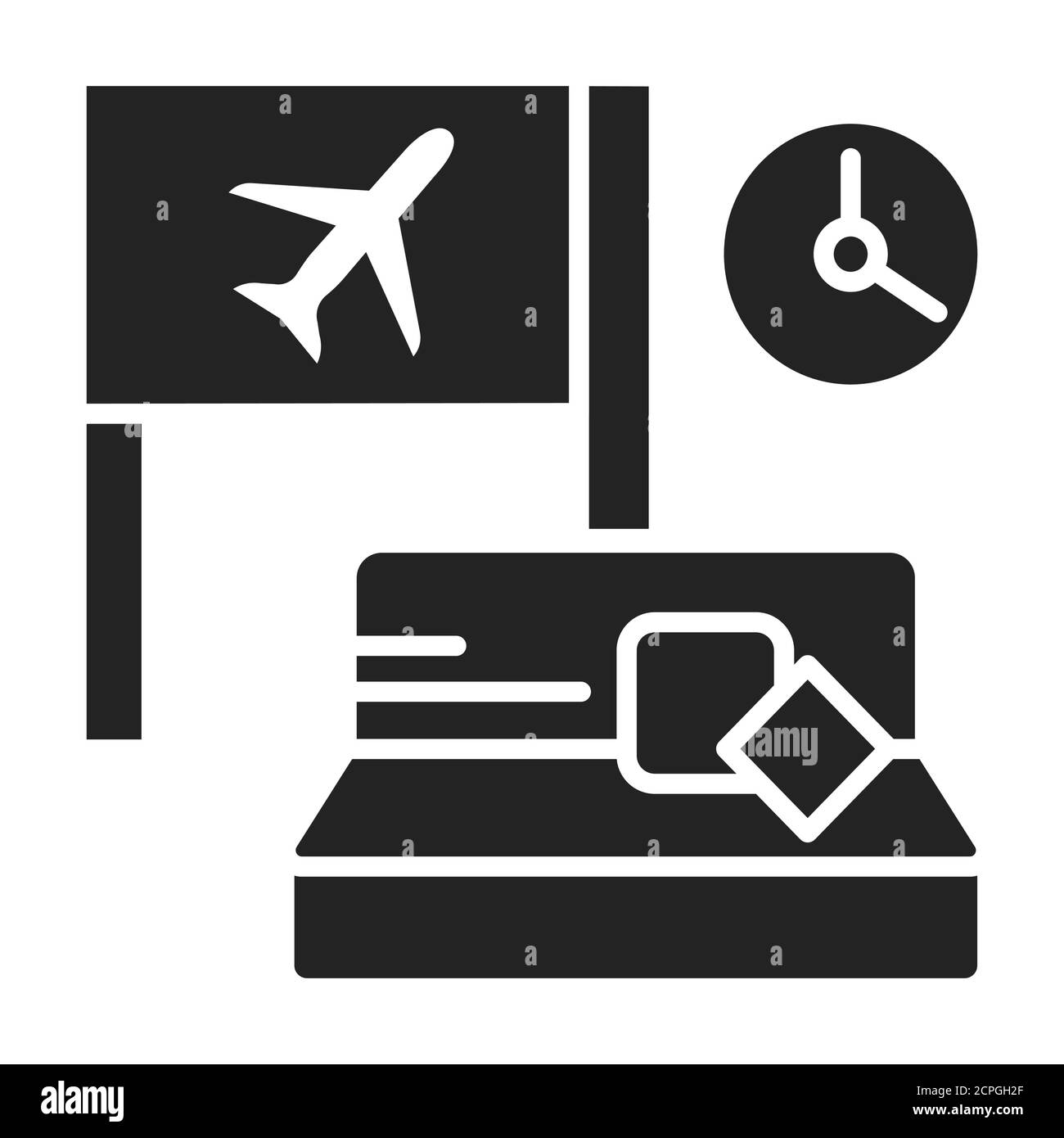 Waiting room black glyph icon. A special room in the airport, where people wait for their flight. Pictogram for web page, mobile app, promo. UI UX GUI Stock Vector